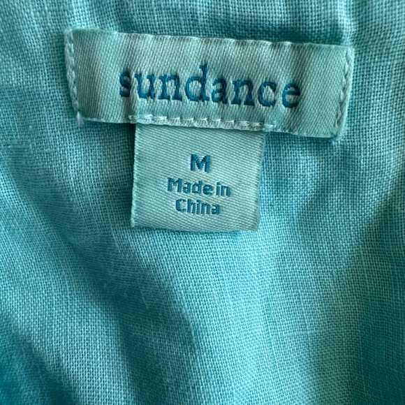 Sundance Turquoise Linen-Blend Peasant Tunic Sz M - Picture 5 of 8